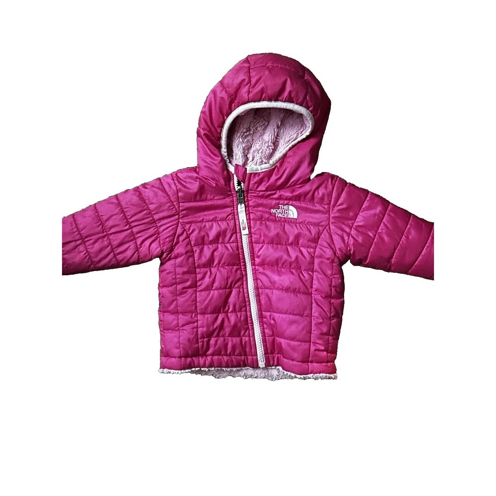 The North Face Reversible Plush Sherpa Hooded Jacket Size 6-12 mo Coat Pink - Picture 2 of 9